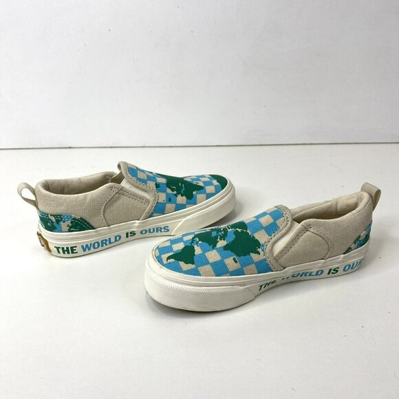 VANS Shoes Kids Boys Girls Size US 11 Map World Earth Slip On Sneakers - Picture 6 of 8